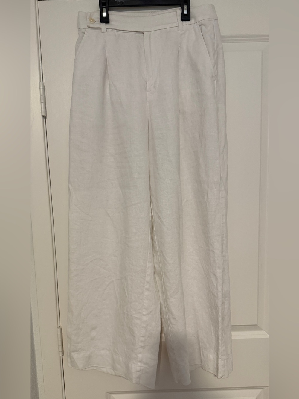 Madewell White Wide-Leg Linen Blend Pants